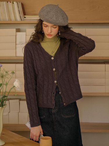 SR_Wool cable knit cardigan_GRAY - Simple Retro - Modalova