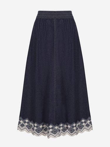 Two-way lace denim skirt_T246MSK138W - Thursday Island - Modalova