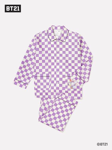 Men's C051 BT21 Border Checkered Long-Sleeved Top - orcite - Modalova