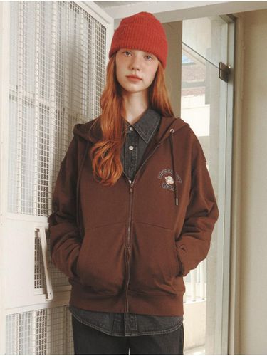 Bear Oversized-Fit Hooded Zip-Up [BROWN] (UA9 - UCLA - Modalova