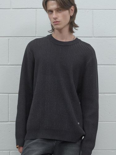 TWO TONE RIBBED CREW NECK KNIT BK - TMAKER - Modalova