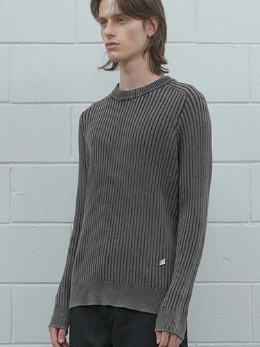 TWO TONE RIBBED CREW NECK KNIT WBK - TMAKER - Modalova