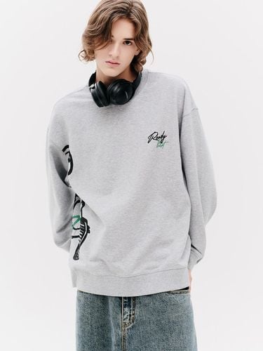 Drawing Bear Round Sweatshirt MELANGE GREY - ready4next - Modalova