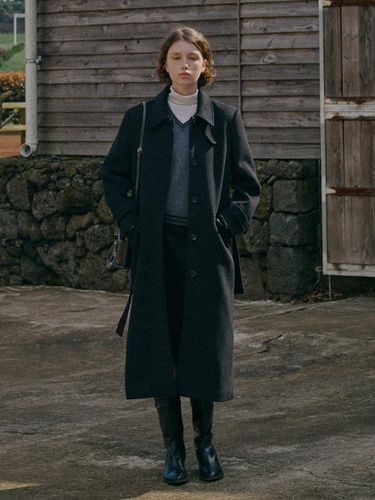 HIDDEN BALMACAAN LONG COAT [BLACK] - FOLNUA - Modalova