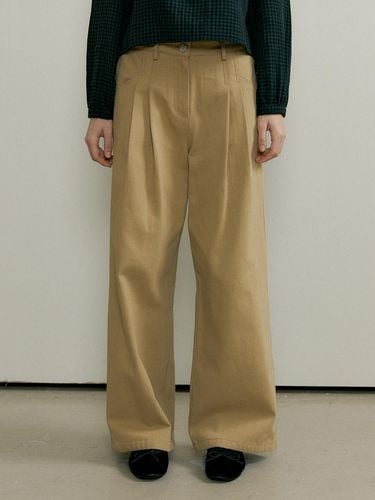 COTTON TWOTUCK WIDE PANTS - Beige - THE PENNY - Modalova