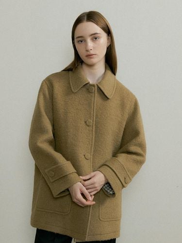 ALPACA BOUCLE HALF COAT - Mocha - THE PENNY - Modalova