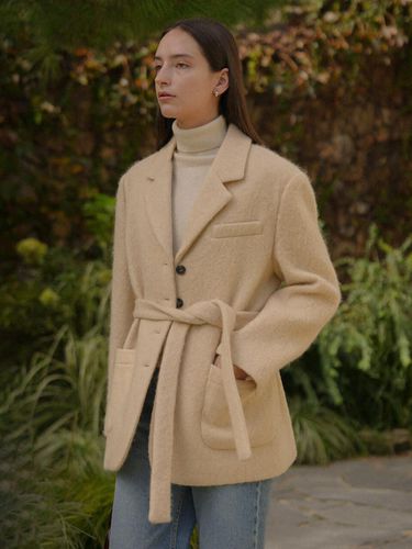 Hairy belt wool blend jacket_Buttery Beige - KNOWN BETTER - Modalova