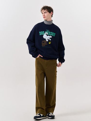 Puppy Overfit Fleece-Lined Vintage Sweatshirt [NAVY] (SBD4U02012) - GENERAL IDEA - Modalova