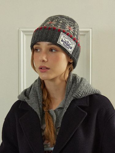 Nordic Snow Flower Beanie. - Grey - NONLOCAL - Modalova