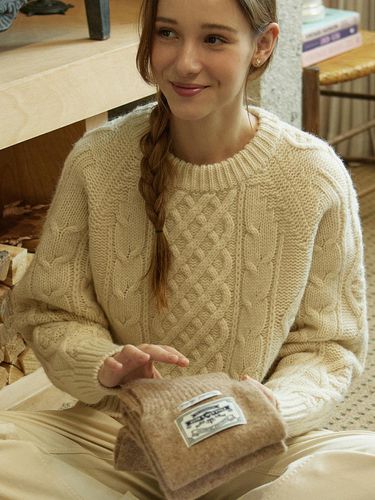 Mixed Cable Shetland Wool Knit - Cream - NONLOCAL - Modalova