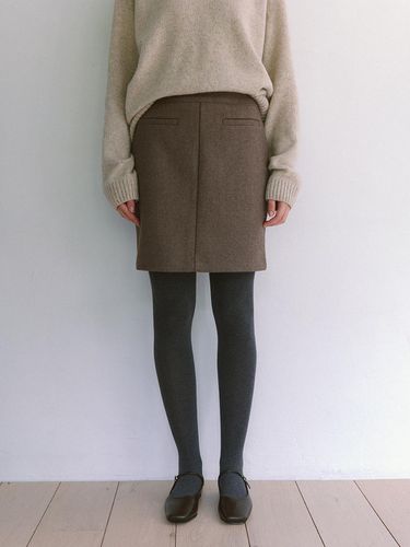 Wool Rich Mini Skirt - Brown - Laminez - Modalova