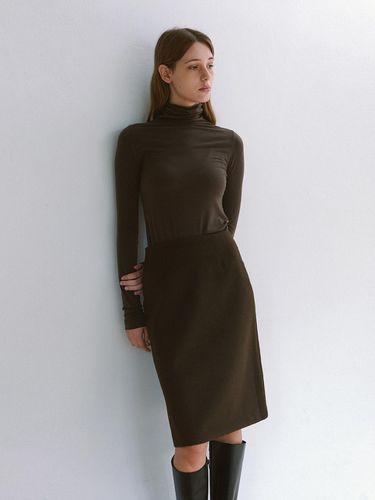 Slit Semi A - line Midi Skirt - Brown - Laminez - Modalova