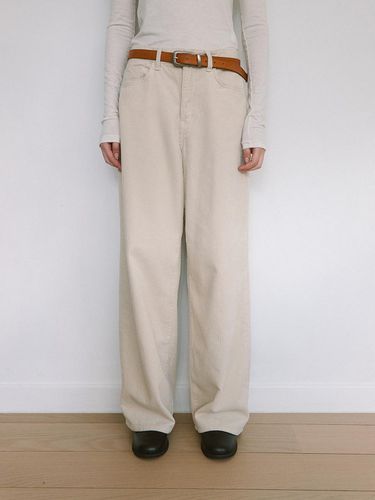 Corduroy Wide Fit Pants - Cream - Laminez - Modalova