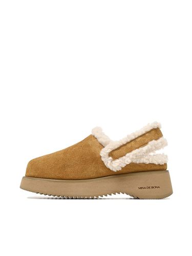 Fur sling - back platform clog - mina de bona - Modalova