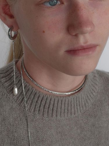 Crystal Flow Wire Choker - Silver - MONDAY EDITION - Modalova