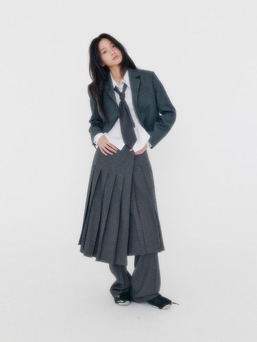 Pleated Wrap Midi Skirt _ Melange Grey - zeezeezee - Modalova