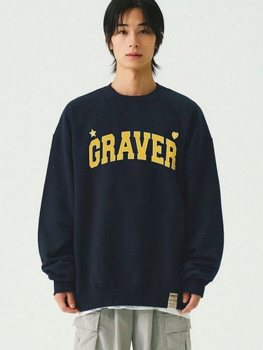 Unisex Cotton-Polyester Arch Logo Sweatshirt [Navy] - GRAVER - Modalova