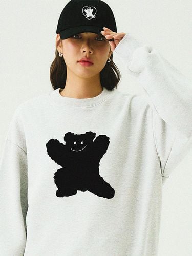 Unisex Cotton-Polyester Big Bear Sweatshirt [Melange Beige] - GRAVER - Modalova