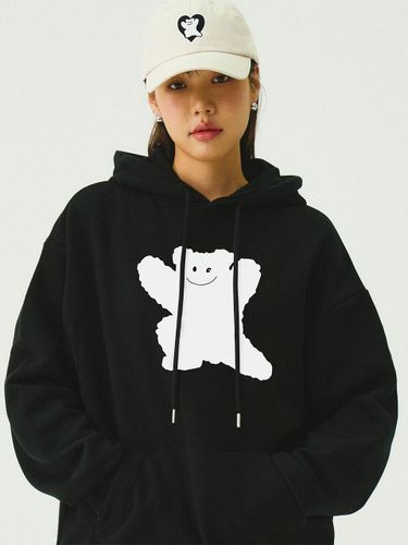 Unisex Cotton-Polyester Embroidered Bear Hoodie [Black] - GRAVER - Modalova