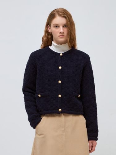 Round neck short cardigan - navy - DEPOUND - Modalova