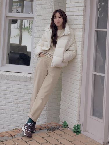 Semi wide corduroy pants - beige - DEPOUND - Modalova