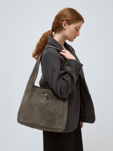 Suede buckle bag (shoulder) - taupe - DEPOUND - Modalova