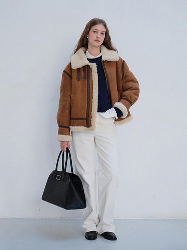 Unisex Genuine Shearling Jacket - Brown - Dunst for WOMEN - Modalova