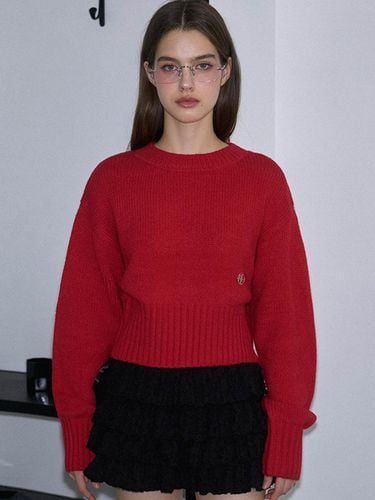 Basic Crop Knit [Rose Red] - Rosefrantz - Modalova