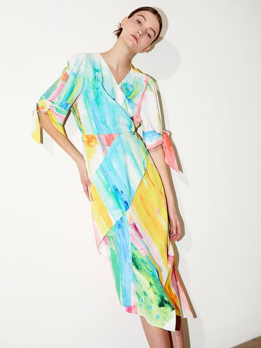 Abstract Wrap Dress - Blue - Iannmore - Modalova