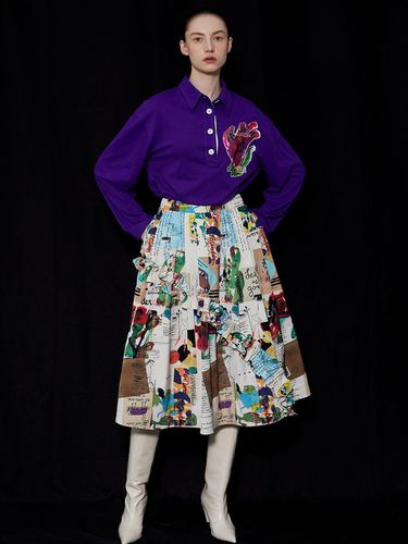 THE LETTER Printed Memory Taffeta Skirt - Iannmore - Modalova