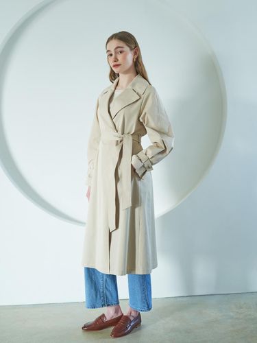 Simple Trench Coat with Pleated Waist on the Back_ - COIINCOS - Modalova