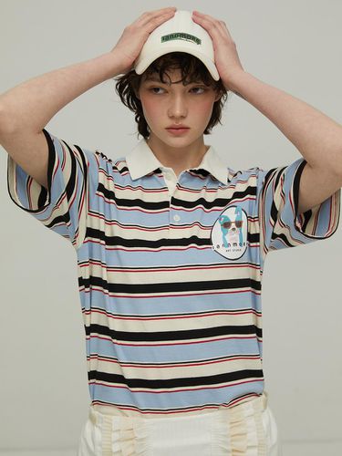 Blue Stripe Contrast Collar T - Shirt - Iannmore - Modalova