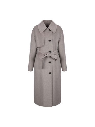 Wool blended collar neck belted long coat_DW3WH412 - COIINCOS - Modalova