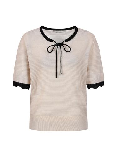 Neck ribbon coloring short-sleeved knitwear_DK4AP6 - COIINCOS - Modalova