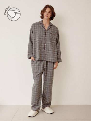 Men's Andis Checkered Cotton Mixed Long-Sleeved Co - LUNALUZ STUDIO - Modalova