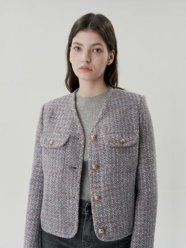 V-neck Chest Pocket Tweed Jacket_DW4WJ103 - COIINCOS - Modalova