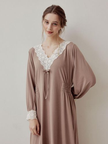 Women's Milk Tea Spandex Long-Sleeved dress Pajama - LUNALUZ STUDIO - Modalova