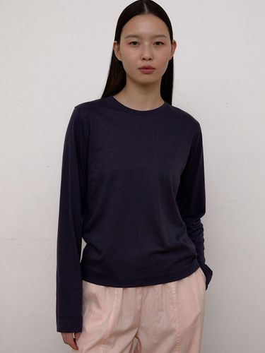 Tencel Long Sleeve T-Shirts (Navy) - 38comeoncommon - Modalova