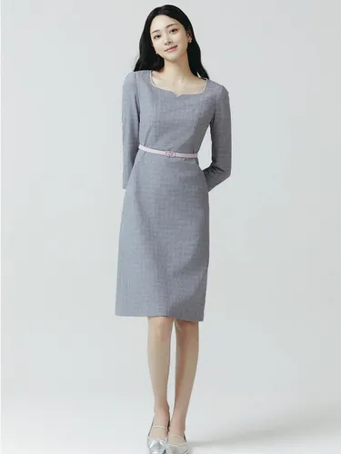 It MICHAA Belted Point dress ITO4WOP820 (GREY) - itMICHAA - Modalova