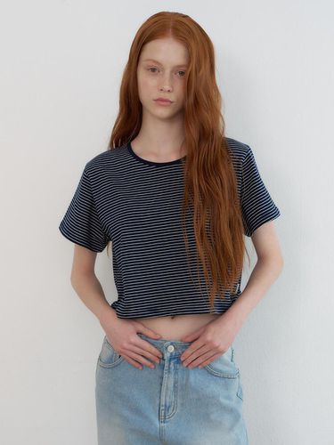 Routine stripe crop t-shirts (navy) - hetherment - Modalova