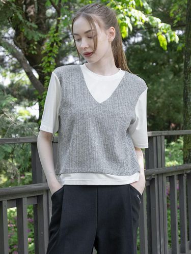 Back Knitwear Combination Layered Short-Sleeved T - DURAN - Modalova