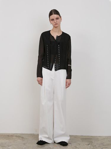 SHEER SNAP BLOUSE [BLACK] - LOW TIDE - Modalova