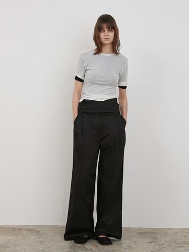 BELTED DROP COTTON PANTS [BLACK] - LOW TIDE - Modalova