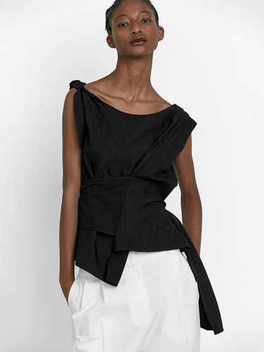 BOAT NECK TIE BLOUSE [BLACK] - LOW TIDE - Modalova