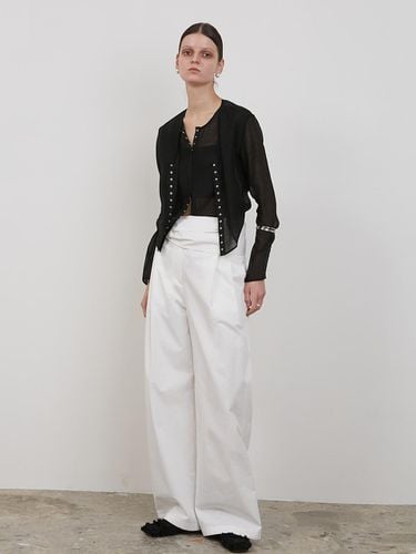 BELTED DROP COTTON PANTS [White] - LOW TIDE - Modalova