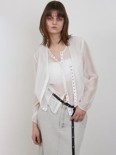 SHEER SNAP BLOUSE [White] - LOW TIDE - Modalova