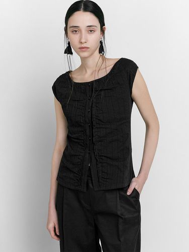 SHIRRING COTTON VEST [BLACK] - LOW TIDE - Modalova