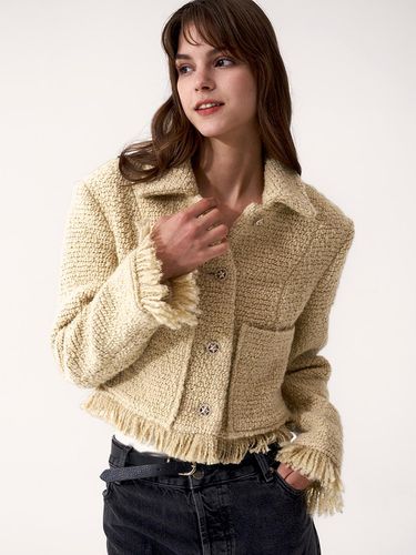 TASSEL CROP TWEED JACKET_YELLOW - SIGREAT - Modalova