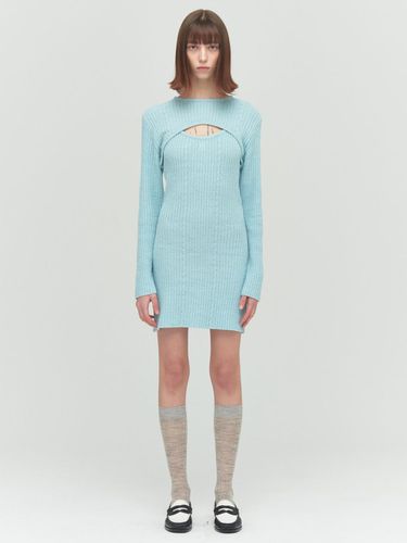 BOUCLE KNIT DRESS, SKY BLUE - Porta - Modalova