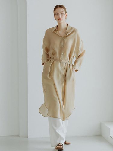 COLLAR LONG DRESS - BEIGE - GIEMAR - Modalova